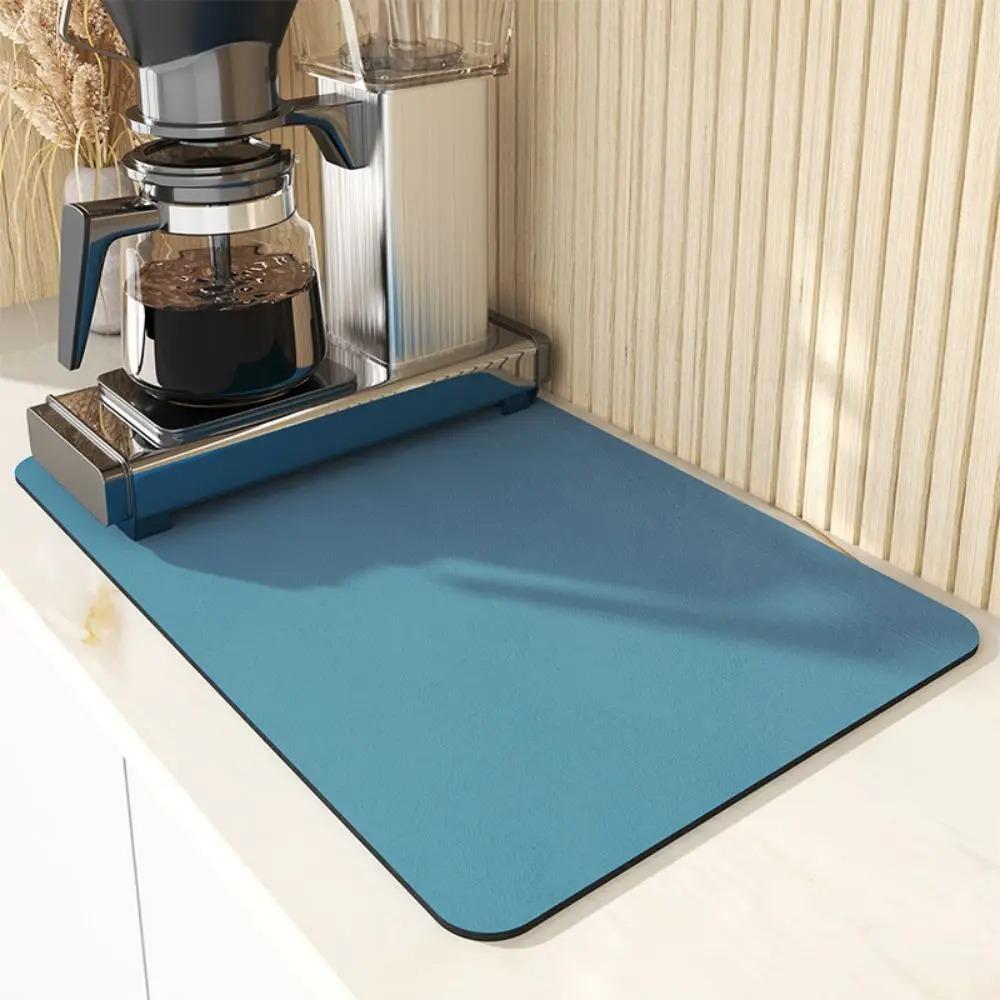 Home Kitchen Soft Diatomite Absorbent Pad Quick-Drying Draining Mat Desktop Dish Drying Mat Coffee Machines Table Dish Cup Mat