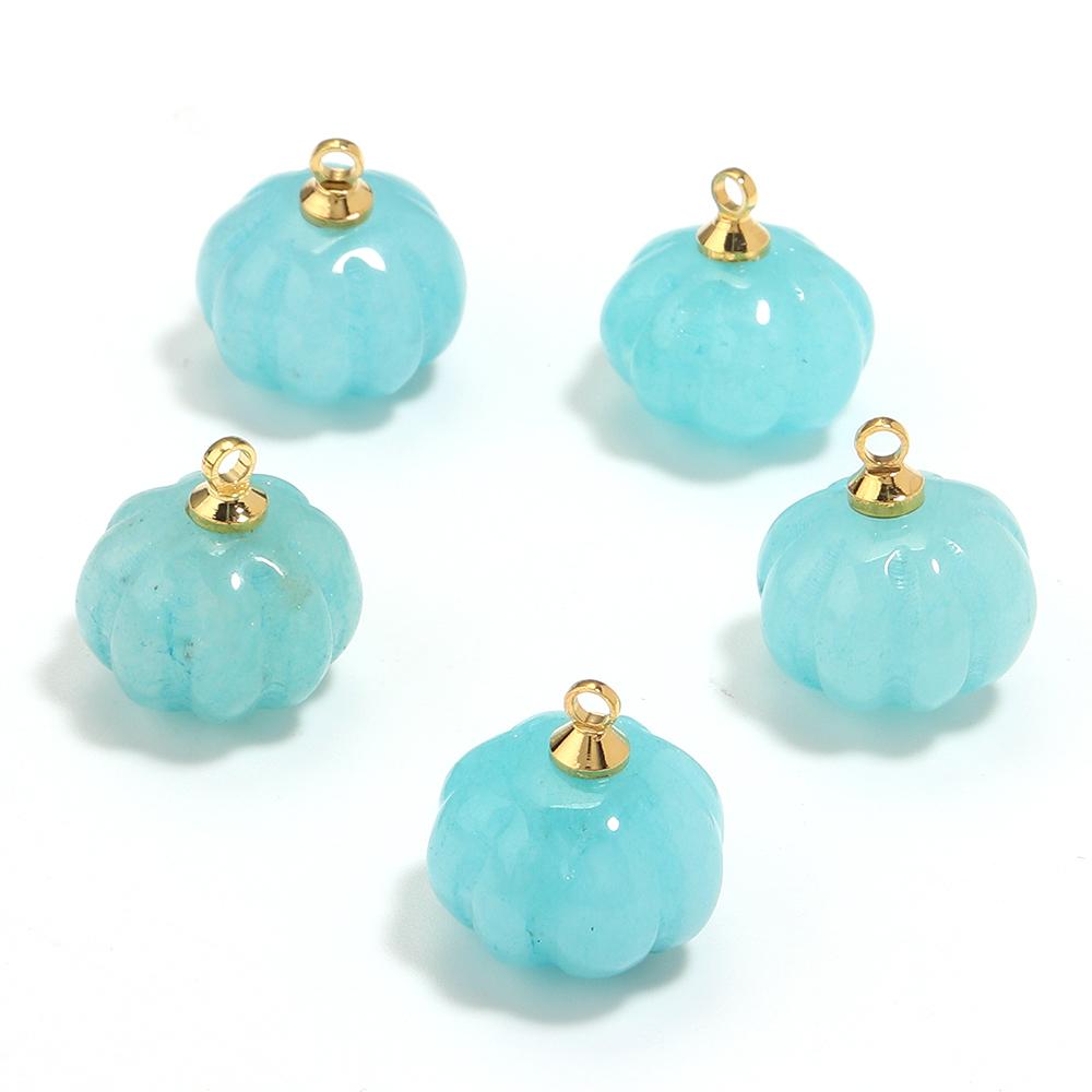 5PCS/Lot 12 14mm Cute Pumpkin Pendant Rose Quartz Green Aventurine Natural Stone Pendant Charms for Jewelry Making DIY Necklace