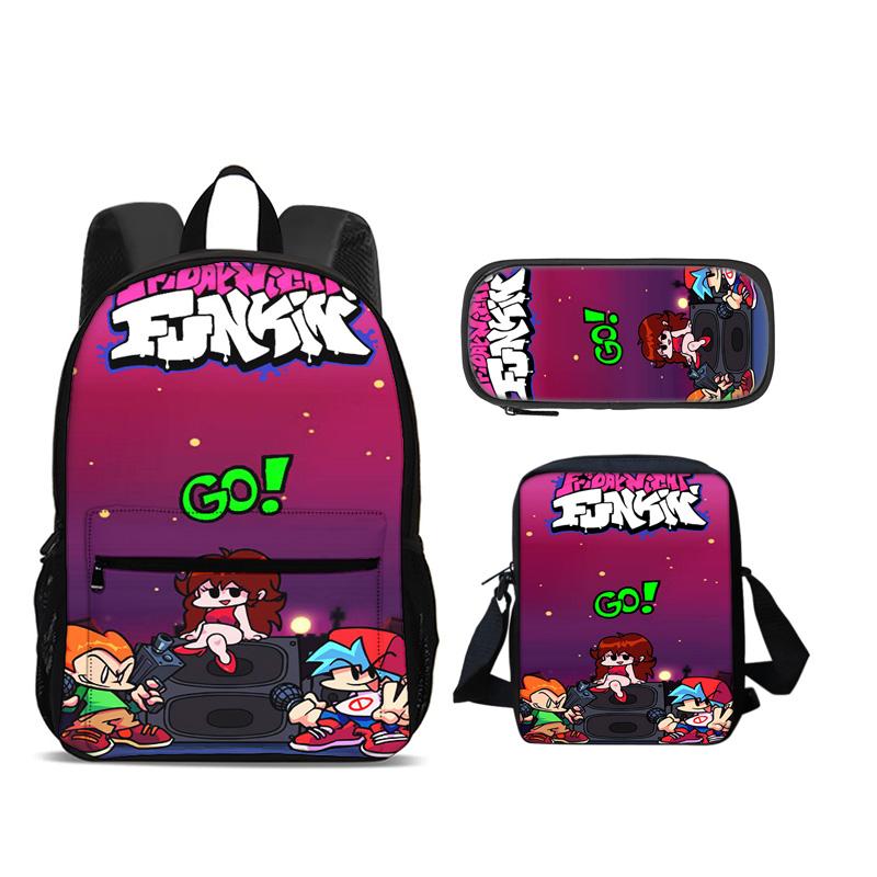Friday Night Funkin Backpack Pen Bag Shoulder Bag 3pcs Set Versatile Large Capacity Boy and Girl School Birthday Best Gift