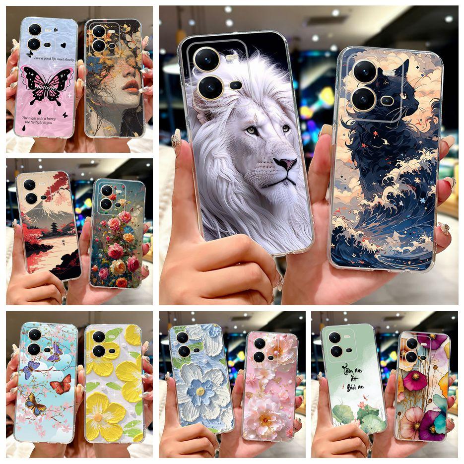 For Vivo V25 5G Case Vivo V25e V2201 Cute Cat Lion King Painted Cover Soft Silicone Phone Case For Vivo V25e V 25 VivoV25 Fundas