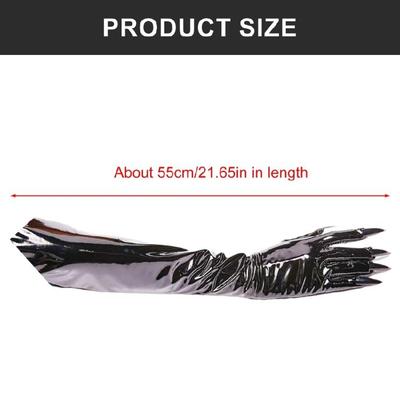 Glänzende Leder-Langfingerhandschuhe für Damen Hexenhandschuhe für Halloween-Party-Outfits Enganliegende Handschuhe für den Club-Tanz