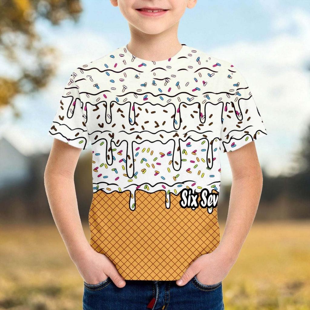 Fashion Minimalist Number 67 T-Shirt for Children Summer Vintage T-Shirts Round Neck Hippie Tees Oversized Casual Top Clothing
