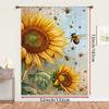 1PC Sheer Curtain Sunflower Bee Watercolor Large Print, Rod Pocket Window Curtain for Living Room Summer Decor