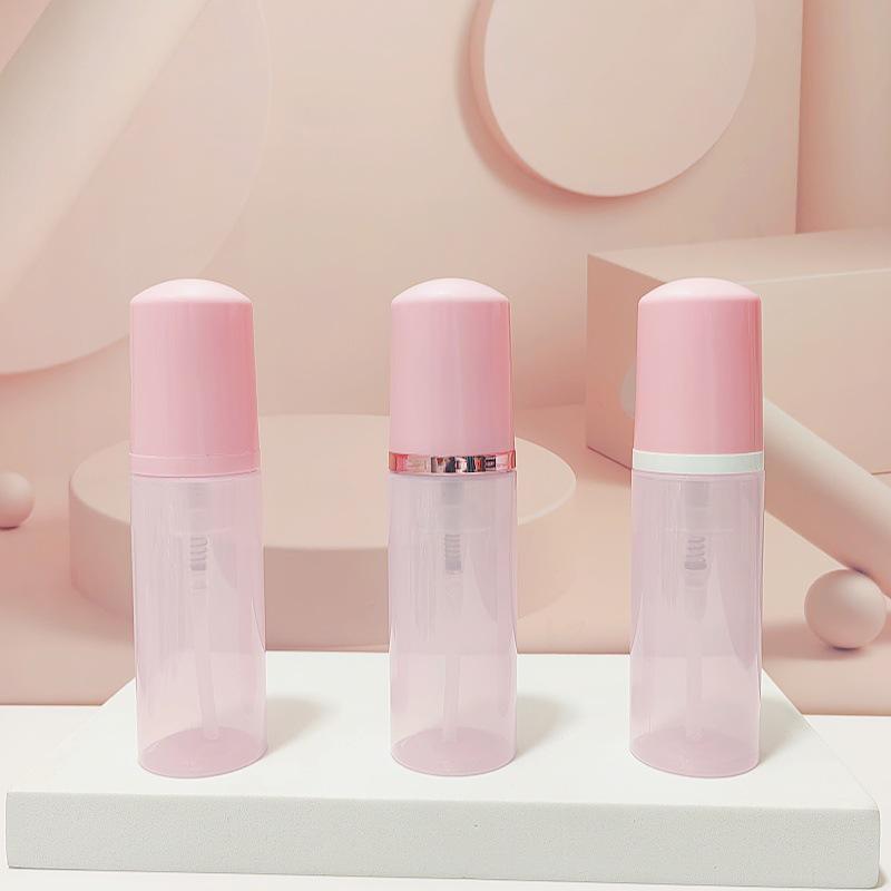 Pet Translucent Pink Press-to-Foam Refillable Cleanser/Mousse/Toothpaste Bottle, 60ml