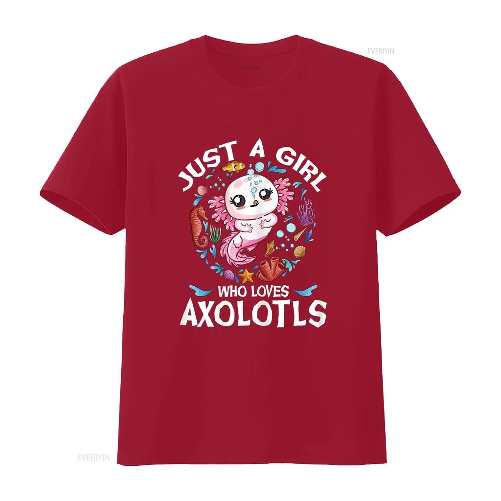 Just A Girl Who Loves Axolotls Cute Axolotl Kids T Shirtn Girls Shirt Vintage Washed Fashion Top For Everyday Wear Homme