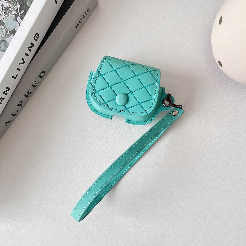 New AirPods Earphone Case Skin-sensitive Leather Apple Bluetooth Machine Anti-drop Earphone Case Hand Rope Embossed Plaid