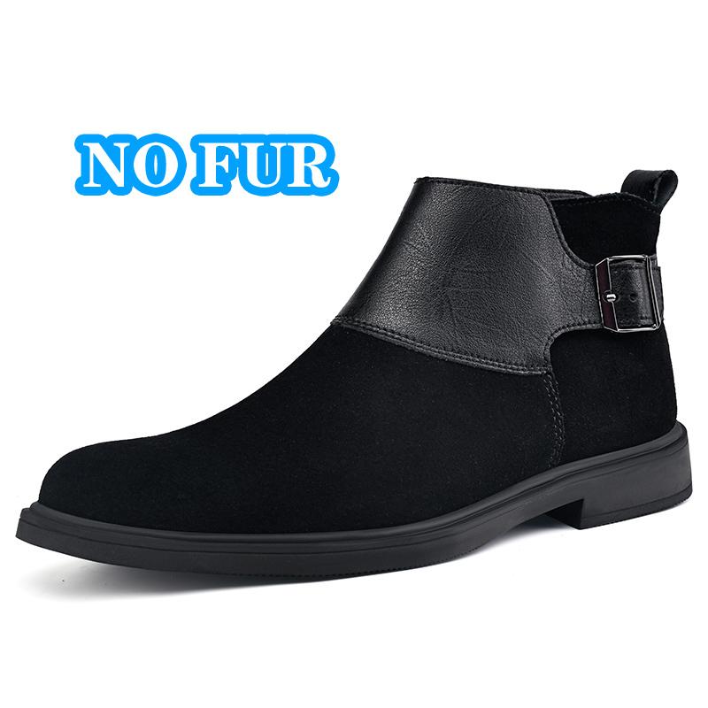 Warm Plush Fur Winter Boots for Men Fashion Comfortable Man Chelsea Boots Platform Snow Ankle Boots Handmade Soft Business Shoes