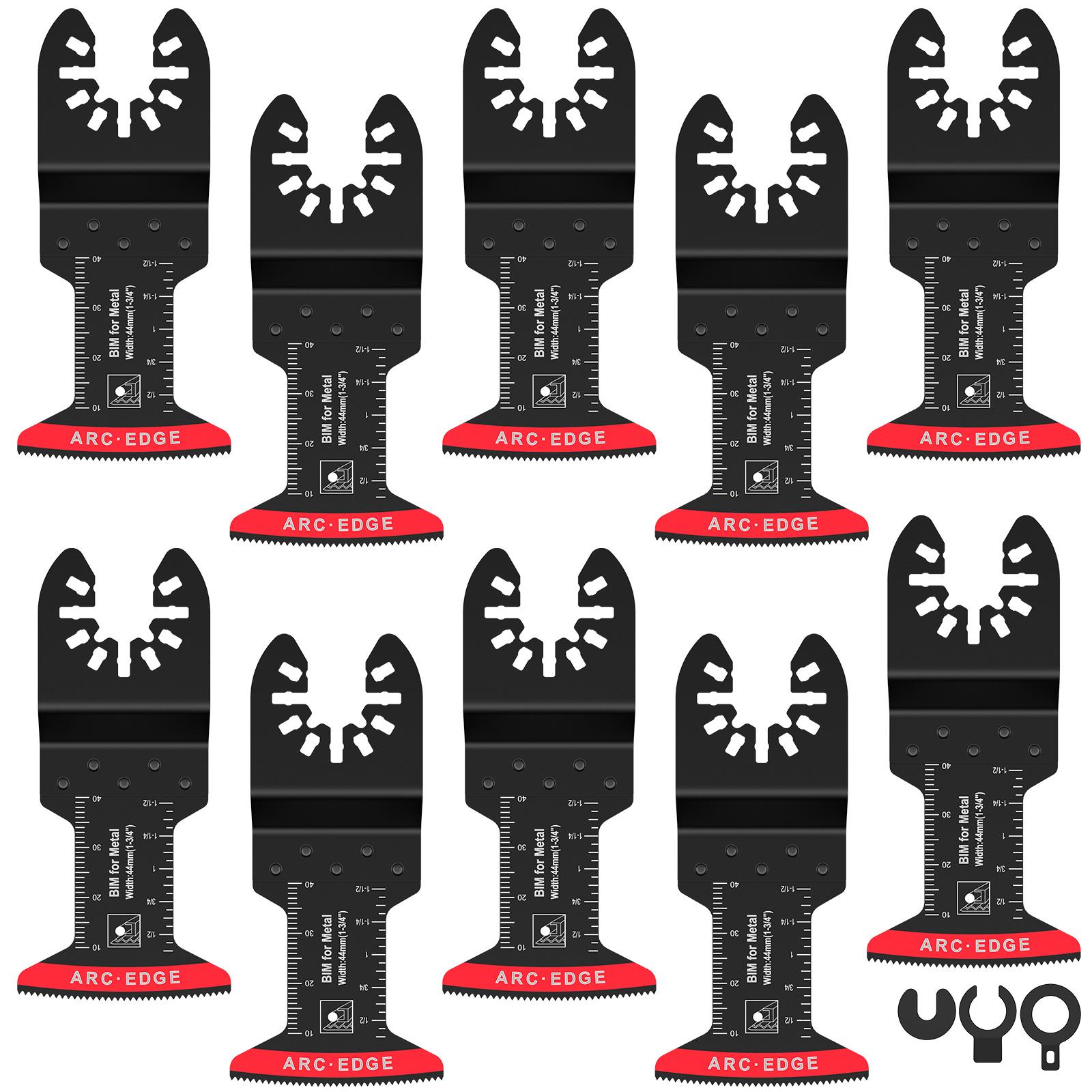 

10 шт. биметаллических осциллирующих пильных полотен, многофункциональные осциллирующие многофункциональные пильные полотна с 3 проставками-адаптерами, многофункциональный инструмент Arc Edge