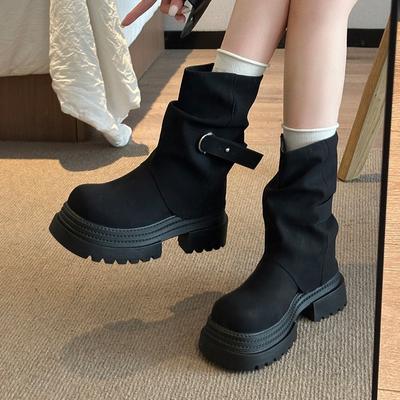 Internetová celebrita populární kalhotové boty dámské 2025 nové tenké Martensky retro móda silný podpatek street style Maillard boty