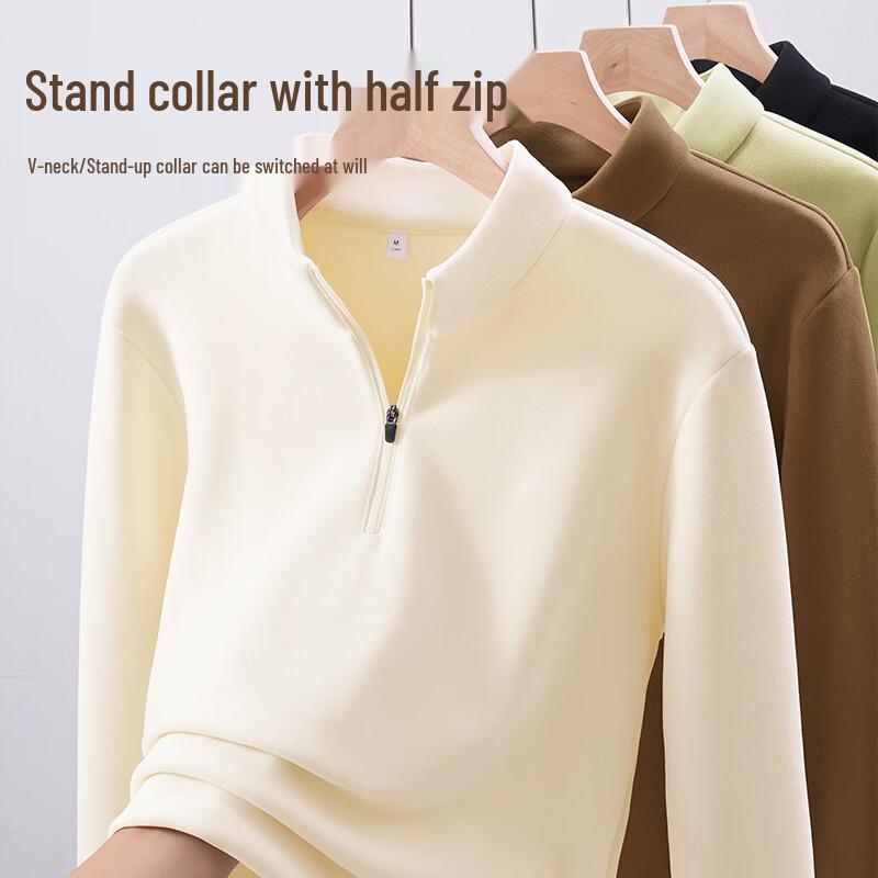 Baleno Women's Stand-Collar Half-Zip Fleece Long-Sleeve T-Shirt