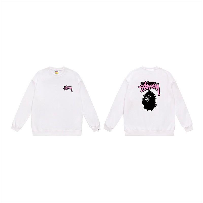 Unisex lässiger übergroßer Rundhals-Pullover mit Schriftzug-Print leichter Baumwoll-Hoodie