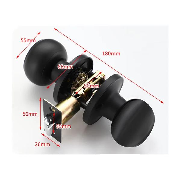 Stainless Steel Spherical Handle Lock Entrance Passage Keyless Door Lock Black Bathroom Door Lock Indoor Hardware Lockset