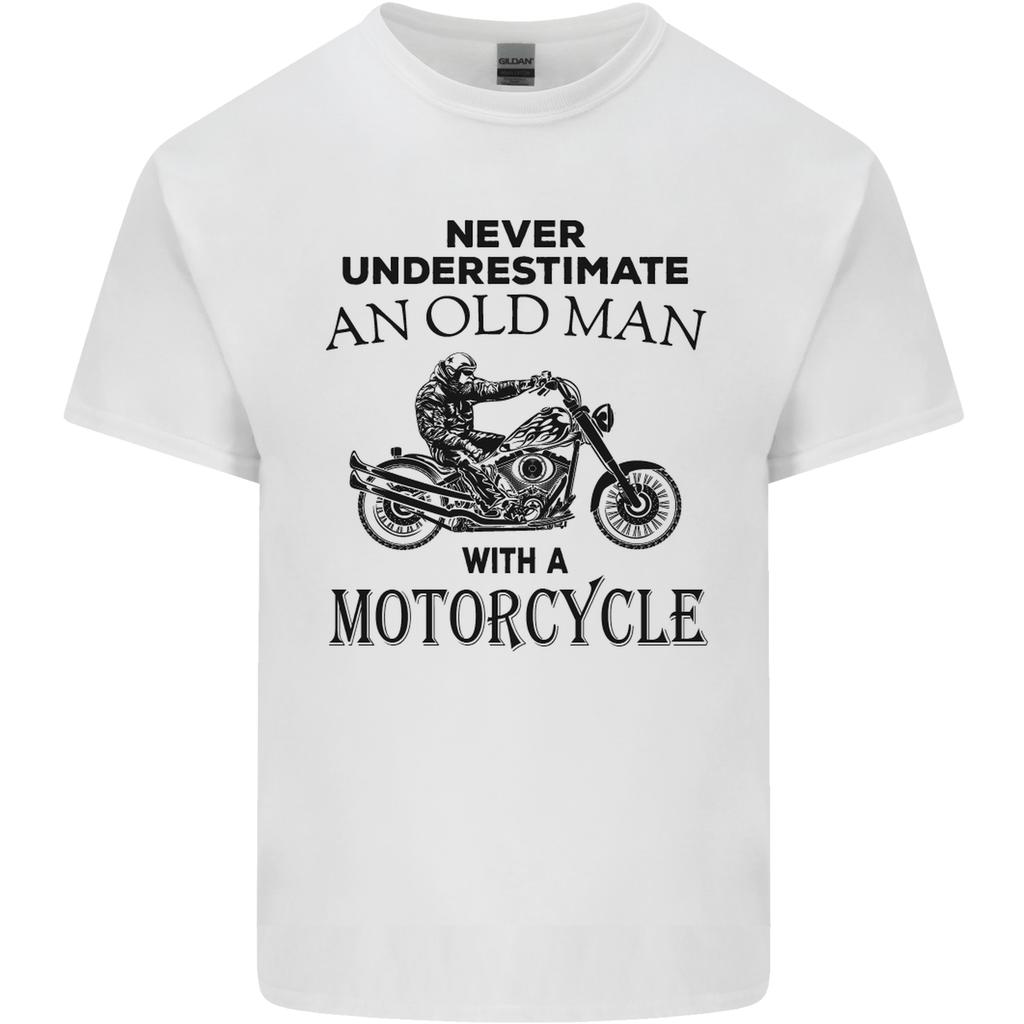 Old Unisex With a Motorcycle Biker Motorcycle Unisexs Light Cotton TShirt