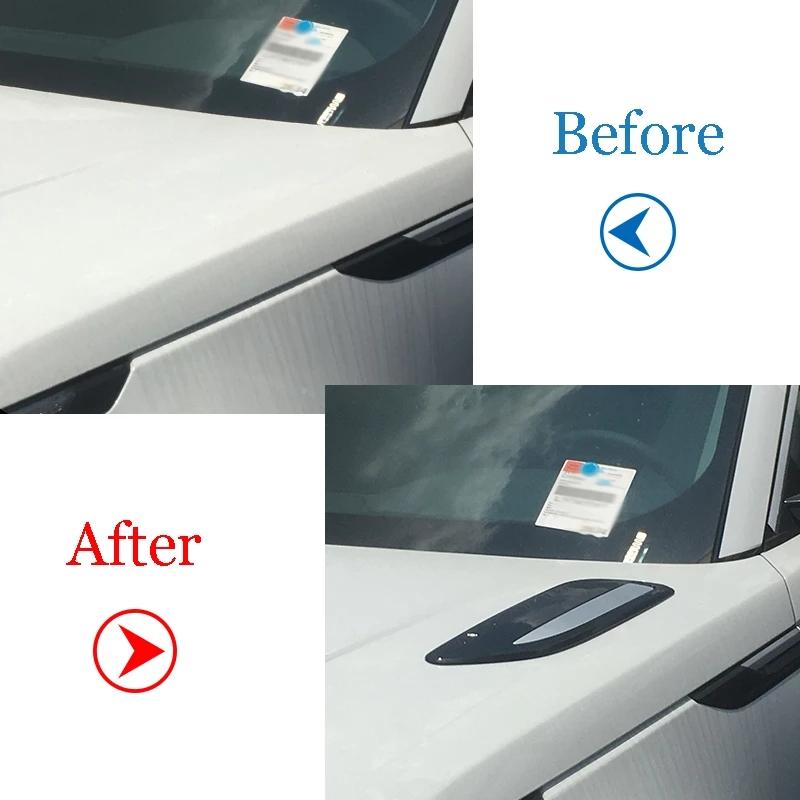 2 sztuk ABS srebrny kaptur wylot nawiewu powietrza skrzydło wykończenia naklejki dla Range Rover Velar 2017 2018 dekoracja zewnętrzna samochodu