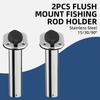 2Pcs Marine 15/30/90° Flush Mount Fishing Rod Holder Stainless Steel with Cap Inner Tube Gasket Mirror Polished Boat Accessories