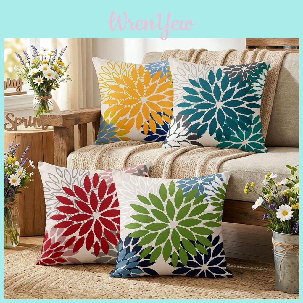 Geometric Color Flower Cushion Cover Polyester Material Home Decor For Couch