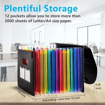 Portable Organ Organizer - 12 Pocket Expandable File Folder, Monthly Paper Bill & Tax Receipt Organizer