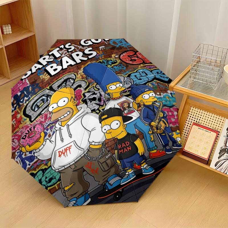 The Simpsons Windproof Auto 8 Rib Folding Umbrella Portable Outdoor Parasol