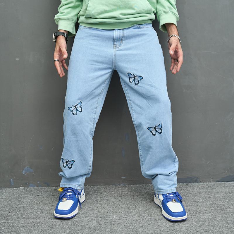 Jeans Casuales Retro Nuevos Europeos y Americanos para Hombre Pantalones Sueltos Americanos Pantalones de Pierna Ancha High Street para Hombre
