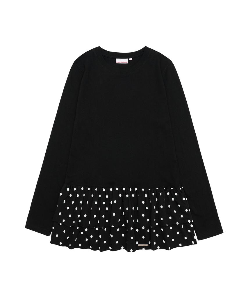 AMES-WORLDWIDE Frill Layered Longsleeve Tee Black