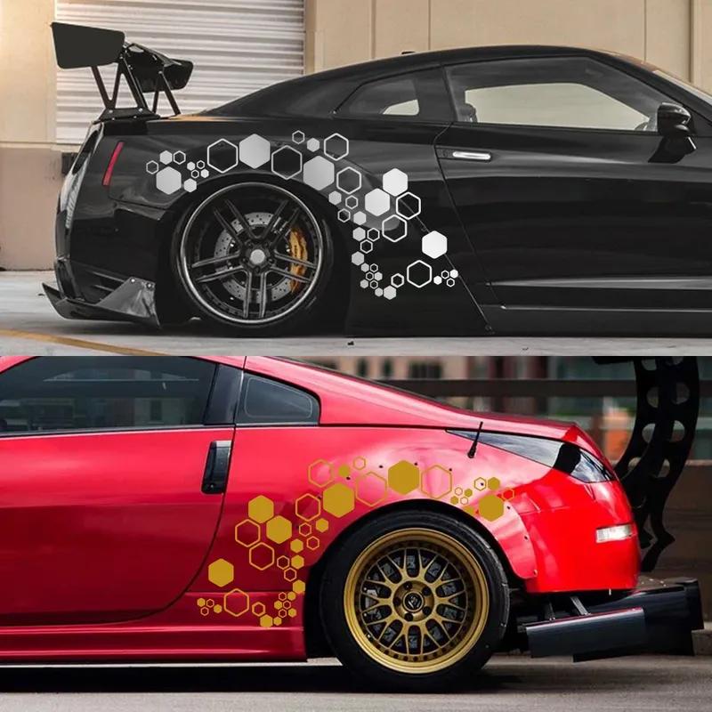 Car Honeycomb Hexagonal Combination Stickers Polygonal Waterproof Vinyl Decals Decoration DIY Side Body Auto Styling Accessories