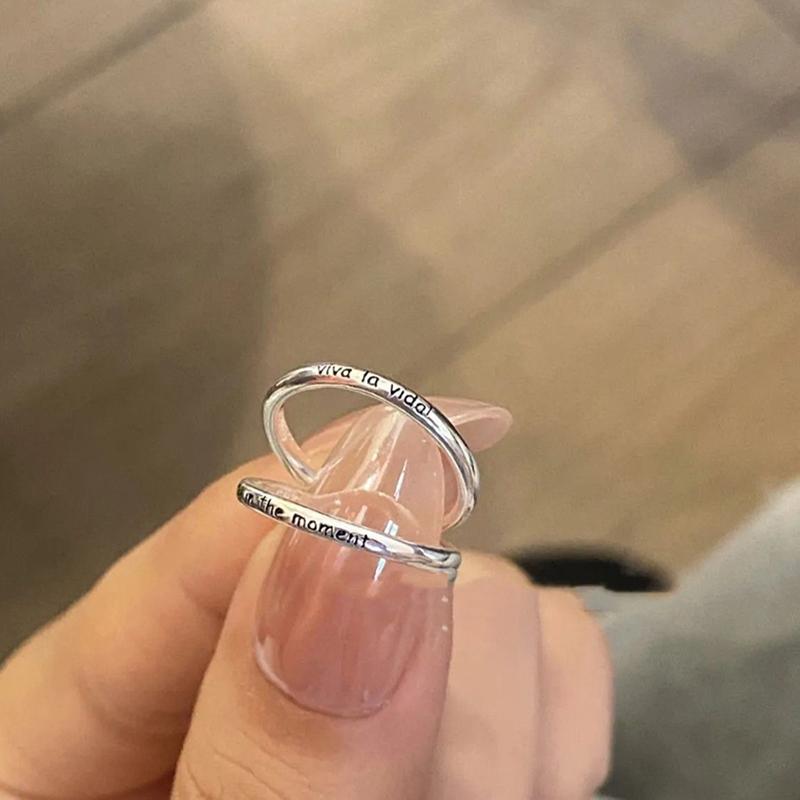 1/2Pcs Geometric Positive Phrases Opening Pinky Ring Light Luxury Adjustable Rings For Women Fashion Jewelry Gift Accessories