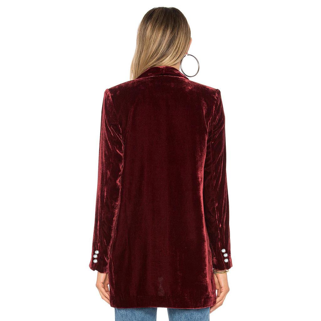 Velvet Blazers For Women Solid Open Front Lapel Cardigan Coat Long Sleeve Fall Winter Office Work Suit Jacket