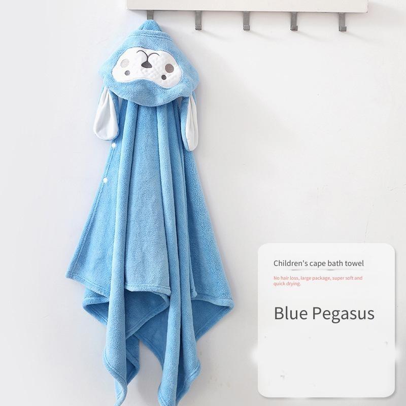 105x150cm Kids Bath Towel Hooded Cape Bathrobe Wearable Winter Coral Fleece Bath Wrap Soft Children Wearable Poncho Animal Type 105x150cm