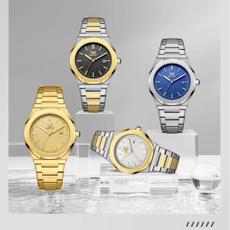 OPK Business Men Watch Sport Quartz Man Wristwatch Waterproof Luminous Date Week Stainless Steel Men's Watches