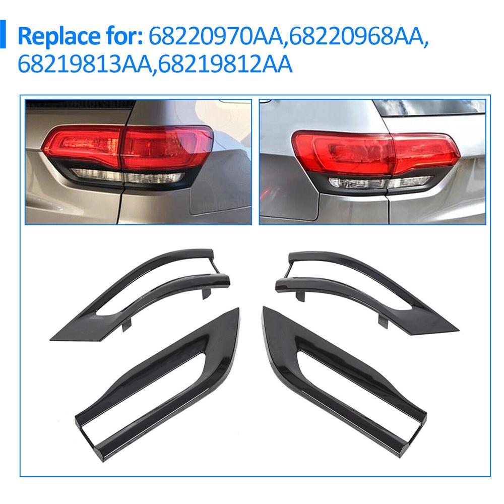 Gloss Black Tail Light Lamp Cover Trim Bezels For Jeep Grand Cherokee 2014-2021