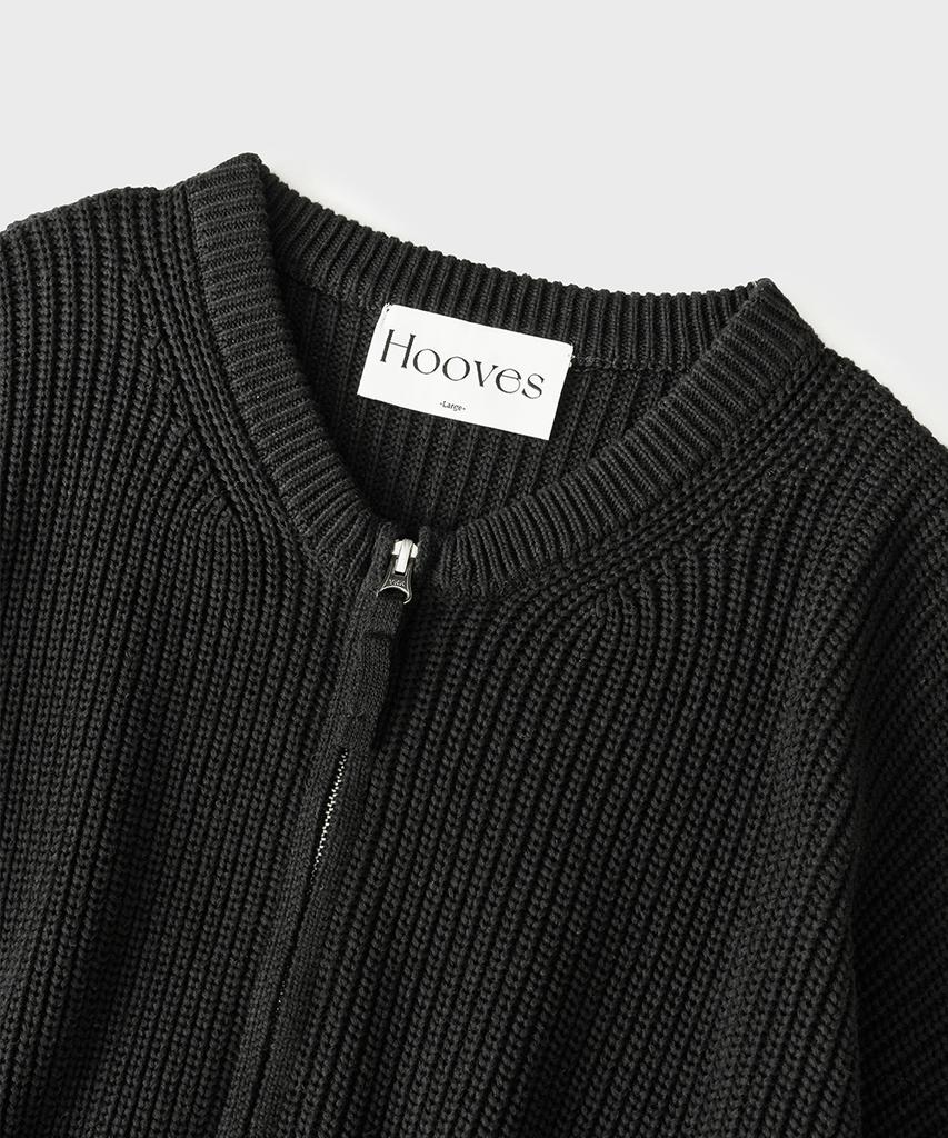 Hooves Cotton Two-Way Balloon Knit Zip-Up [Black]