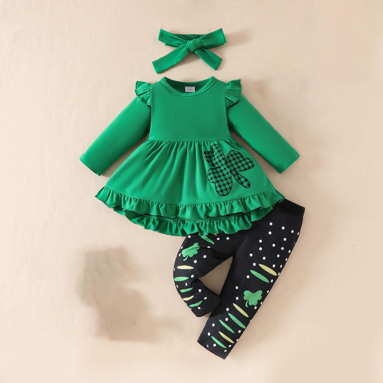 

Toddler St.Patrick s Day Striped Tulle Princess Dress+Headband Outfits 12 зелёный