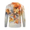 T-shirt da uomo a maniche lunghe con stampa di foglie d'acero, top casual leggero girocollo per autunno e inverno