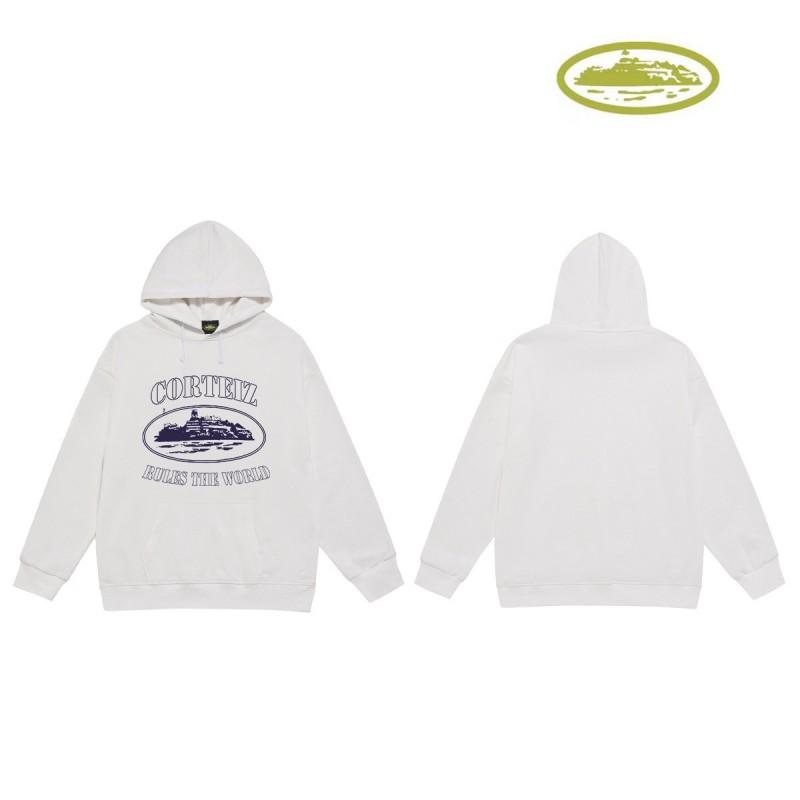 CORT Alcatraz Distressed Hoodie Men Streetwear Loose Fit Couple Sweatshirt Winter