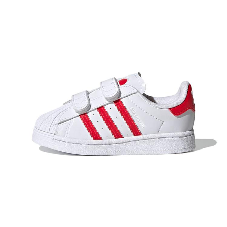 

Adidas Originals SUPERSTAR Comfortable Breathable Low top Skateboard Shoes White Red Infant And Toddler FZ0644 26.5