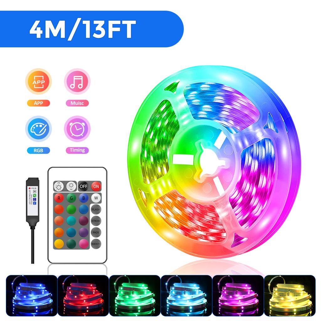 USB RGB Led Strip TV Backlight , 1M-30M 5V Music Sync APP Color Changing, LED Lights for Room Home Party Bedroom Decoration