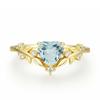 Exquisite Inlaid with Blue White Stone Gold Color Heart Flower Rings  Party Rings for Women Jewelry