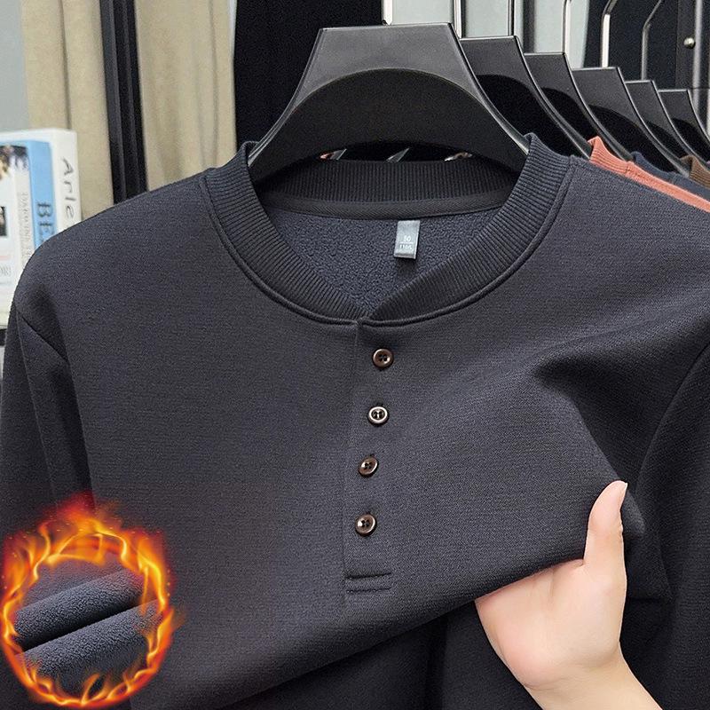 Men's Winter Fleece-Lined Long-Sleeve Casual Sweatshirt
