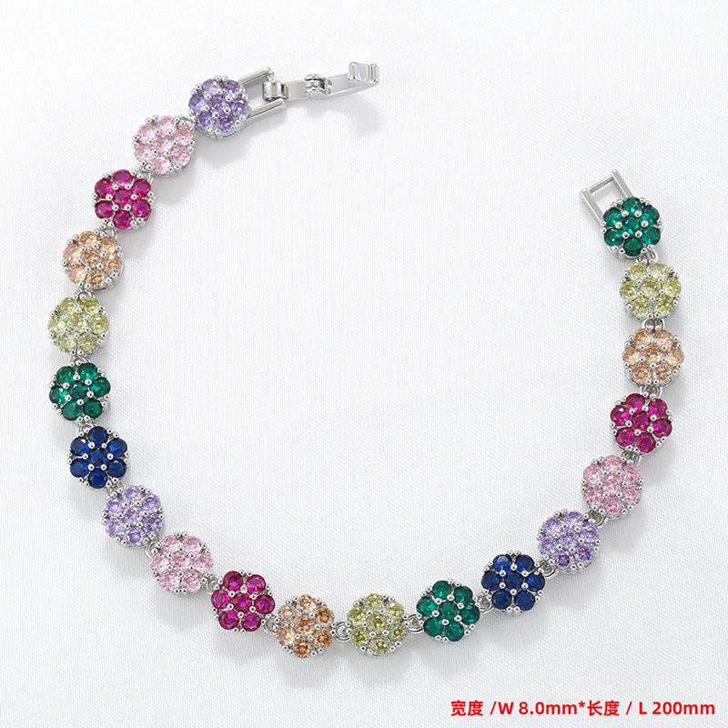 Temperament Light Luxury Copper Inlaid Diamond Flower Petal Bracelet Necklace Tennis Flower Jewelry Set Vl526-527