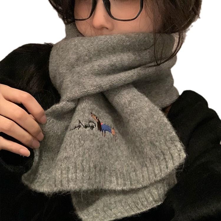 Korean Style Imitation Cashmere Scarf for Women Winter New Versatile Solid Color Ins Scarf Beige Student High End Sense