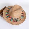 Chapeaux de plage pour femme Tassel de couleur Été Paille Extérieur Chapeaux de soleil pour femme Chapeau Chapeau d'été