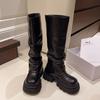 Thick Soled High Leg Boots for Women  New Autumn and Winter Brown Long Leg Boots, Pants Boots, Small Knight Boots