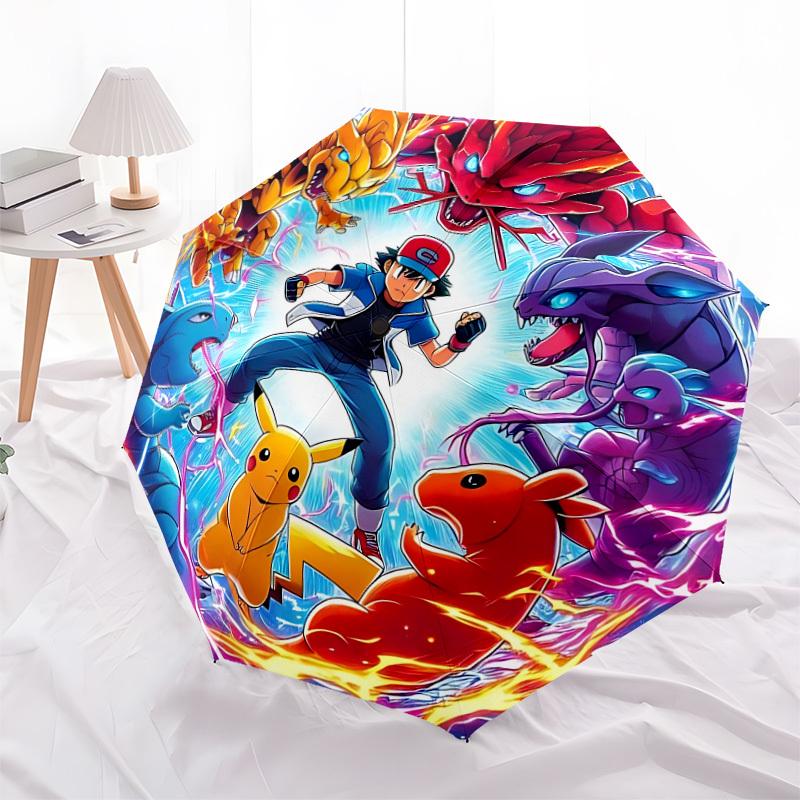 1PC Pokemon, Pikachu Automatic Folding Umbrella | Vibrant Motif & Compact Design for Everyone, On-the-Go Essential - Gift-Worthy Style yy250930036