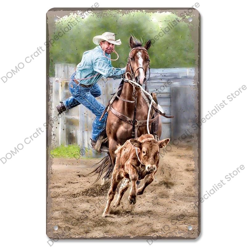 Western Cowboys Vintage Poster Metal Tin Signs Lone Ranger Horse Retro Metal Plate Wall Decor for Jockey Club Pub Man Cave