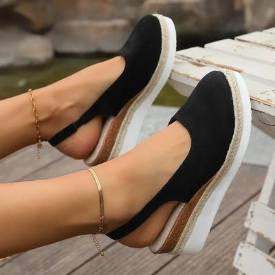 Plus Size Women's Espadrille Wedge Sandals 2024 New Summer Casual Comfortable Slip-On Closed Toe Platform Shoes Sandalias Mujer
