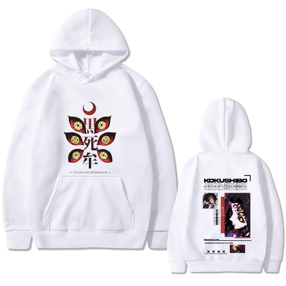 Anime Demon Slayer Kokushibo Grafik Hoodie Herren Damen Kleidung Hohe Qualität Fleece Baumwolle Pullover Männlich Vintage Hoodies