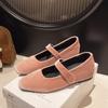 Fashion Spring French Style Square Toe Shallow Mouth Ladies Shoes 2025 New Style with Low Heel Suede Flat Shoes Autumn Women's Shoes