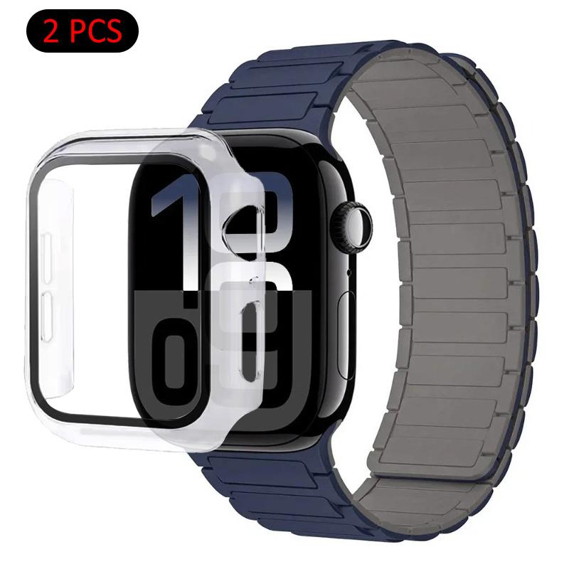 Silicone Strap+Case For Apple Watch Ultra 3/2/1 49mm 11 10 46mm 42mm Magnetic Band iWatch 9 8 7 45mm 41mm 6 5 SE 44mm/40mm Cover