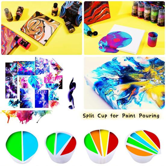 Wielokanałowy kubek dzielony do malowania metodą wylewania Wielokrotnego użytku kubek do mieszania żywicy Silikonowy kubek dzielony do fluid artu do farb akrylowych Żywicy epoksydowej Akcesoria do rysowania