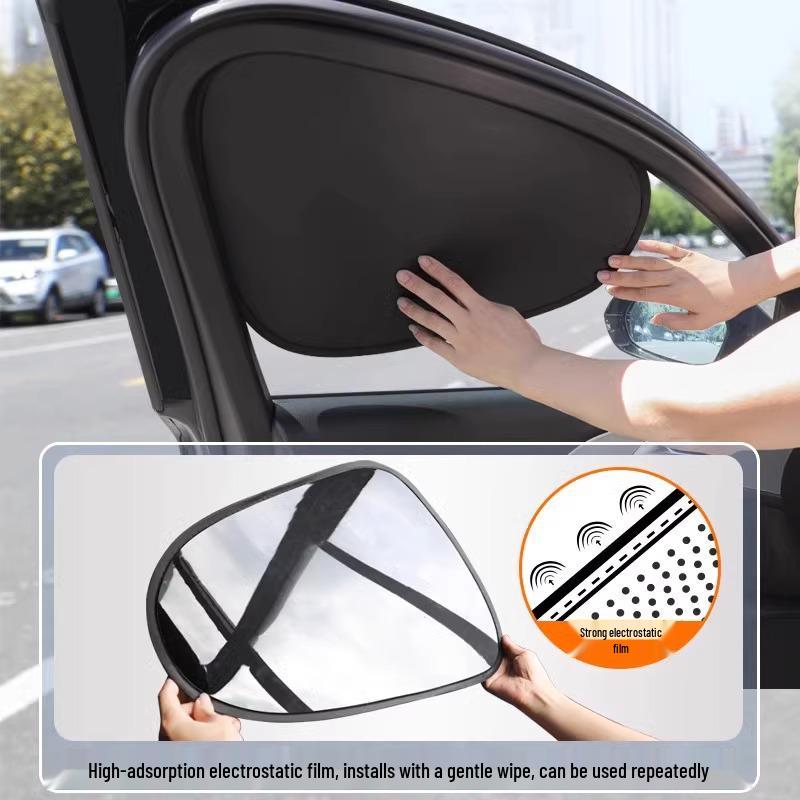 Blackout Vinyl Car Sunshade: Static Adhesion Sun Visor for Window Shade, Heat Insulation, Privacy & Sun Protection.